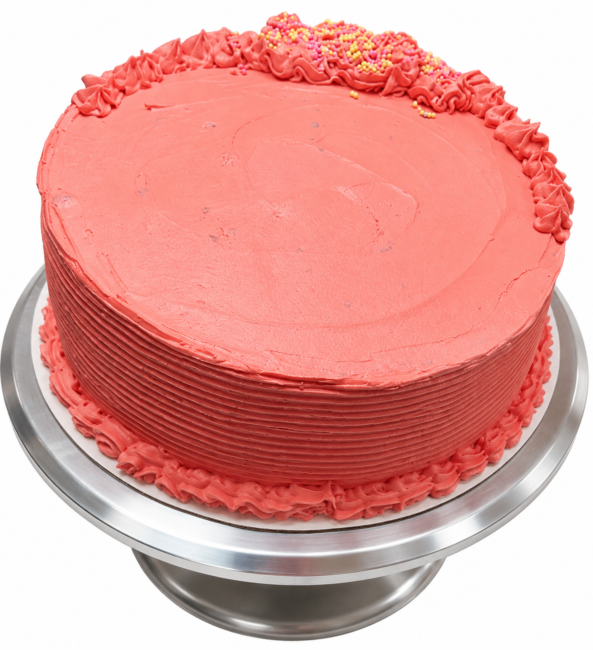Strawberry Cake — pink frosted ring cake